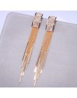 2019 nowe złote kolor długi kryształ Tassel dynda kolczyki dla kobiet Wedding Drop Earing Brinco biżuteria prezenty E1717