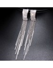 2019 nowe złote kolor długi kryształ Tassel dynda kolczyki dla kobiet Wedding Drop Earing Brinco biżuteria prezenty E1717