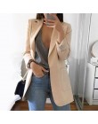 Wipalo Plus rozmiar 2019 kobiet elegancka szczupła dorywczo solidna biznesowa marynarka Bodycon długie blezery kurtka damska mar