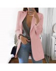 Wipalo Plus rozmiar 2019 kobiet elegancka szczupła dorywczo solidna biznesowa marynarka Bodycon długie blezery kurtka damska mar