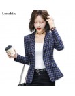 Lenshin miękka i wygodna wysokiej jakości kurtka z kieszenią w kratę urząd Lady Casual Style Blazer odzież damska płaszcz zapina