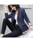 Lenshin miękka i wygodna wysokiej jakości kurtka z kieszenią w kratę urząd Lady Casual Style Blazer odzież damska płaszcz zapina