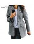AEL Plaid damski marynarka z długim rękawem z kołnierzykiem z klapami kieszeń Slim damski płaszcz wiosna urząd Lady Fashion Clot
