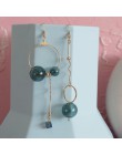 Oryginalny Design Vintage ciemne zielone szkło Ball koło długie kolczyki zwisające dla kobiet 2020 Artsy asymetryczne Bubble kor