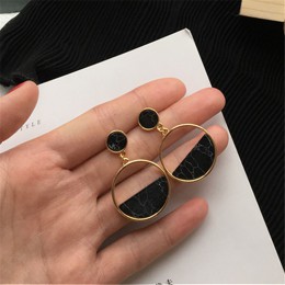 Handmade fashion proste geometryczne okrągłe marmurowe długie kolczyki dziewczyny popularne kolczyki kolczyki temperament EE88
