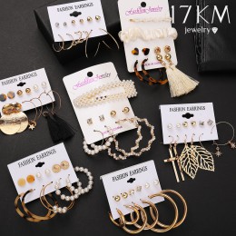 17KM Vintage długie kolczyki Tassel 2020 dla kobiet złoty akryl kolczyki zestaw geometryczny kolczyk kobieta moda biżuteria