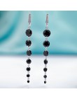 MAIKALE nowe mody okrągłe CZ cyrkonu długie kolczyki dla kobiet różowe złoto Fine Jewelry Tassel czarne srebrne kolczyki na prez