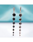 MAIKALE nowe mody okrągłe CZ cyrkonu długie kolczyki dla kobiet różowe złoto Fine Jewelry Tassel czarne srebrne kolczyki na prez
