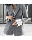 AEL Plaid damski marynarka z długim rękawem z kołnierzykiem z klapami kieszeń Slim damski płaszcz wiosna urząd Lady Fashion Clot