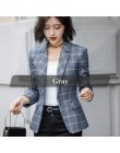 Lenshin miękka i wygodna wysokiej jakości kurtka z kieszenią w kratę urząd Lady Casual Style Blazer odzież damska płaszcz zapina