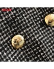 Tangada kobiety ciepły zimowy dwurzędowy garnitur kurtka biurowa, damska vintage plaid blazer kieszenie odzież do pracy znosić 3