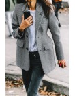 AEL Plaid damski marynarka z długim rękawem z kołnierzykiem z klapami kieszeń Slim damski płaszcz wiosna urząd Lady Fashion Clot