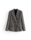 Tangada kobiety ciepły zimowy dwurzędowy garnitur kurtka biurowa, damska vintage plaid blazer kieszenie odzież do pracy znosić 3