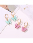 Koreańska wersja nowego motyl Dangle kolczyki dla kobiet moda kolor akrylowe kolczyki wiszące soczyste Boho biżuteria Mujer