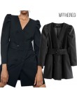Zwiędły anglia blazer sashes bufiaste rękawy garnitury długie blezery sukienka kobiety vestidos de fiesta de noche vestidos part