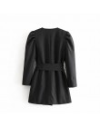 Zwiędły anglia blazer sashes bufiaste rękawy garnitury długie blezery sukienka kobiety vestidos de fiesta de noche vestidos part