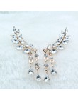 Tassel skrzydło styl spadek kolczyki różowe złoto kolor/srebrny Tone moda Cubic biżuteria dla kobiet oświadczenie biżuteria na p