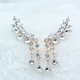Tassel skrzydło styl spadek kolczyki różowe złoto kolor/srebrny Tone moda Cubic biżuteria dla kobiet oświadczenie biżuteria na p