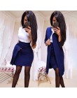 Nowy Sexy formalne sukienka garnitury damskie długie marynarki kurtka + płaszcza O-Neck Mini sukienka ubranie biurowe 2 sztuka z