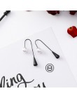 2019 moda koreański geometryczny koło długi tassel asymetryczny spadek kolczyki czarne serce kształt alloy kolczyki dla kobiet b