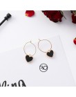 2019 moda koreański geometryczny koło długi tassel asymetryczny spadek kolczyki czarne serce kształt alloy kolczyki dla kobiet b