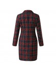 Moda garnitur kobiety marynarka sukienka jesień zima podwójne piersi Plaid kieszeń przycisk przód styl wojskowy Mini sukienka uw