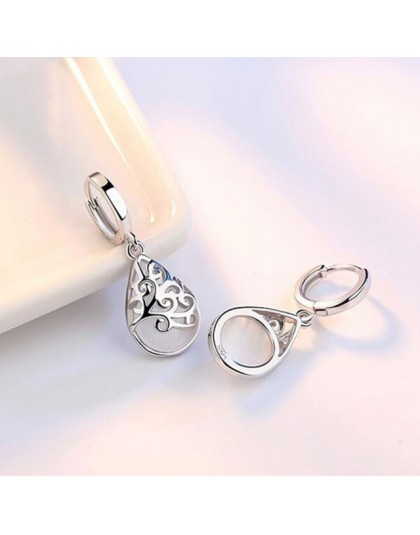 Anenjery 925 srebro Moonlight Opal łzy Totem spadek kolczyki prezent pendientes oorbellen boucle d'oreille femmes S-E321