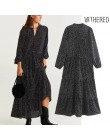 Zwiędły jesienna sukienka na imprezę kobiety anglia elegancka prosta polka nadruk w kropki luźna sukienka vestidos de fiesta de 