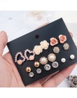 2019 nowych moda kobiet 9 para/zestaw kwiat Pearl Alloy Ear kolczyk śliczny kryształ biżuteria ślubna prezenty dla dziewczyny