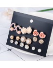 2019 nowych moda kobiet 9 para/zestaw kwiat Pearl Alloy Ear kolczyk śliczny kryształ biżuteria ślubna prezenty dla dziewczyny