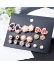 2019 nowych moda kobiet 9 para/zestaw kwiat Pearl Alloy Ear kolczyk śliczny kryształ biżuteria ślubna prezenty dla dziewczyny