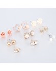 2019 nowych moda kobiet 9 para/zestaw kwiat Pearl Alloy Ear kolczyk śliczny kryształ biżuteria ślubna prezenty dla dziewczyny