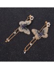 2019 nowych moda kobiet kolczyki z pereł haft motyl kryształ długi Tassel wypadnij zwisają kolczyki biżuteria dla dziewczyn prez