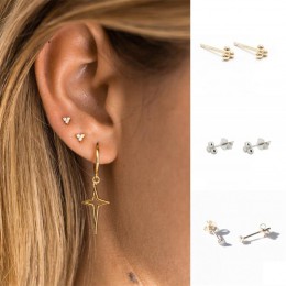 ROXI minimalistyczny 925 Sterling Silver trzy kulkowe kolczyki delikatne małe kropki małe kolczyki chrząstka Helix piercing kolc