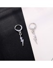 Dayoff europa okrągły złoty srebrny błyskawica Hoop kolczyki Vintage Z kształt Punk Earstud kobiety biżuteria małe minimalistycz