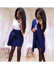 Długi blezer kurtki płaszcza O-Neck Mini sukienka Sexy formalne sukienka garnitury kobiety biuro nosić 2 sztuka kobiet zestawy v