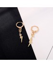 Dayoff europa okrągły złoty srebrny błyskawica Hoop kolczyki Vintage Z kształt Punk Earstud kobiety biżuteria małe minimalistycz