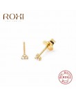 ROXI minimalistyczny 925 Sterling Silver trzy kulkowe kolczyki delikatne małe kropki małe kolczyki chrząstka Helix piercing kolc