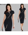 Kobiety odzież vintage do pracy eleganckie kolano długość vestidos Business Party obcisła sukienka biuro wzburzyć panie czarna s