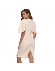 Kobiety elegancka, z falbanami rękawem Ruched Pinup Vestidos ubrania imprezowe do pracy dopasowane rozciągliwe dopasowanie Wiggl