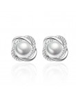 New Hot Pearl cyrkon geometryczne Twist stadniny kolczyki dla kobiet 925 Sterling Silver biżuteria Pendientes kreatywne kolczyki