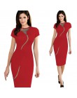 Kobiety odzież vintage do pracy eleganckie kolano długość vestidos Business Party obcisła sukienka biuro wzburzyć panie czarna s