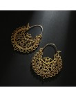 Tocona Vintage Antique złoty srebrny czarny z dziurką kwiaty metalowa obręcz kolczyki Punk kolczyk ze stopu Brincos dla kobiet b