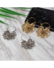 Tocona Vintage Antique złoty srebrny czarny z dziurką kwiaty metalowa obręcz kolczyki Punk kolczyk ze stopu Brincos dla kobiet b