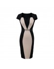 2018 lato kobiety Retro kontrast patchworkowy pas nosić do pracy biznes vestidos sukienka biurowa bodycon ołówek kobiet jednoczę