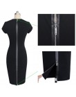 Kobiety odzież vintage do pracy eleganckie kolano długość vestidos Business Party obcisła sukienka biuro wzburzyć panie czarna s