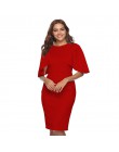 Kobiety elegancka, z falbanami rękawem Ruched Pinup Vestidos ubrania imprezowe do pracy dopasowane rozciągliwe dopasowanie Wiggl