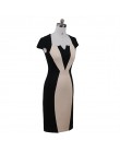 2018 lato kobiety Retro kontrast patchworkowy pas nosić do pracy biznes vestidos sukienka biurowa bodycon ołówek kobiet jednoczę