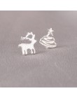 Prawdziwe 925 Sterling Silver biżuteria dla kobiet Cute AnimalHollow kolczyk Stud mały kolczyk dla dziewczyn hurtowych