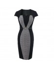 2018 lato kobiety Retro kontrast patchworkowy pas nosić do pracy biznes vestidos sukienka biurowa bodycon ołówek kobiet jednoczę